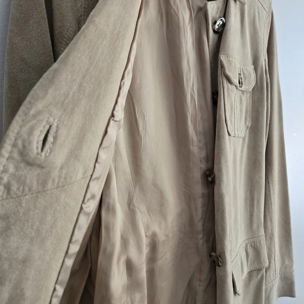INC International Concepts Beige Suede Trench Coat - Picture 9 of 10